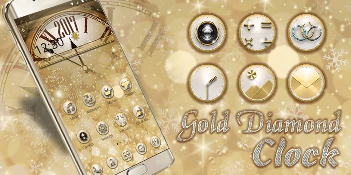 Gold Diamond Clock Screenshot1