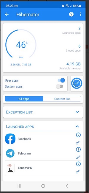 Hibernator : Force Stop Apps Screenshot3