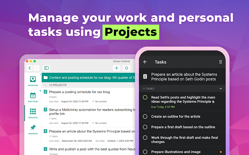 Chaos Control: GTD Organizer & Free Screenshot2
