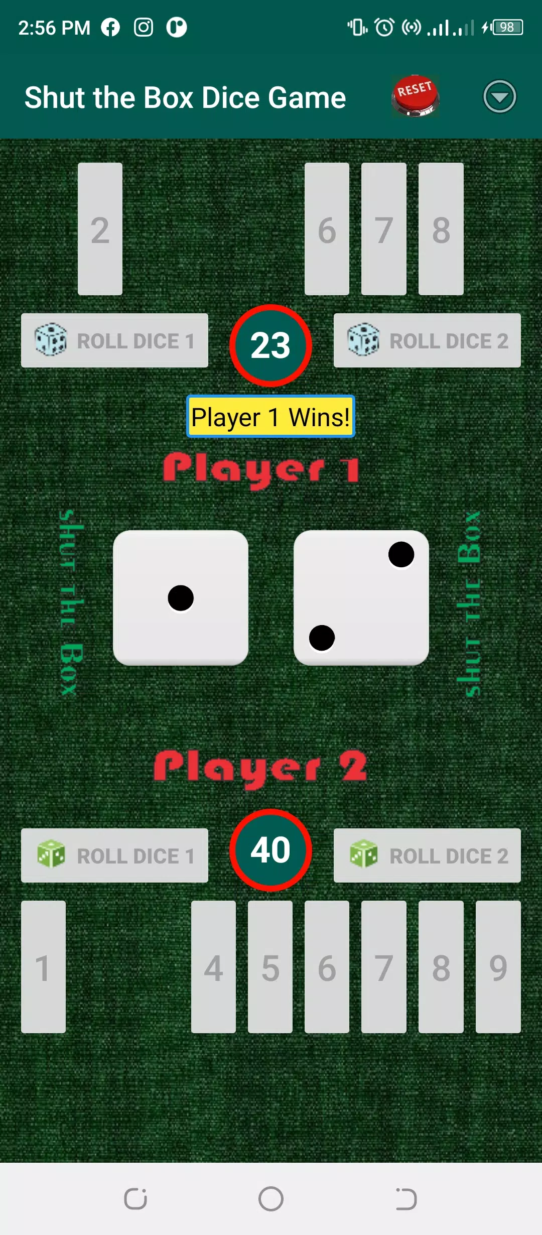 Shut-the-Box Dice Game Screenshot3