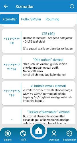 Uzmobile USSD kodlar Mobiuz Screenshot9