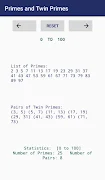 Primes and Twin Primes: List and Count Screenshot2