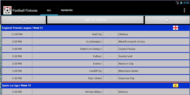 Football Fixtures Screenshot6