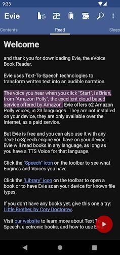 Evie - The eVoice book reader Screenshot1