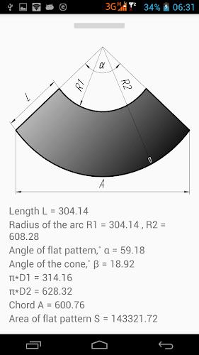 Flat pattern cone calculator Screenshot1