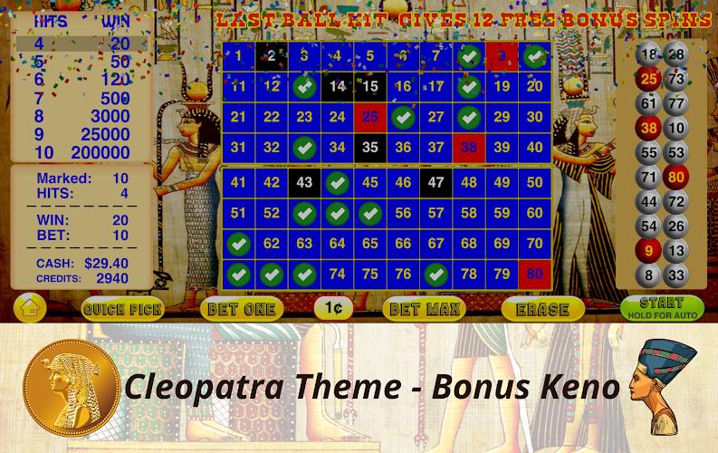 Cleopatra Keno with Keno Games Screenshot9