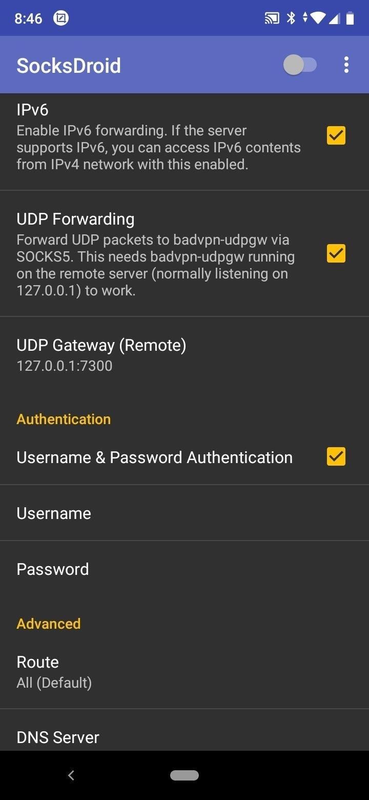 SocksDroid Screenshot2