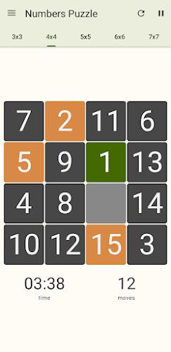 15 Number puzzle sliding game Screenshot1