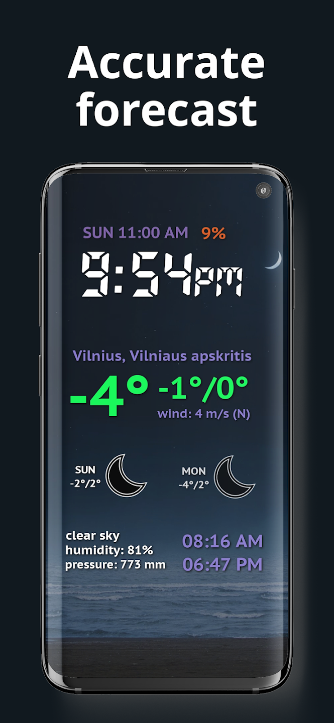 Weather Night Dock with clock Screenshot1