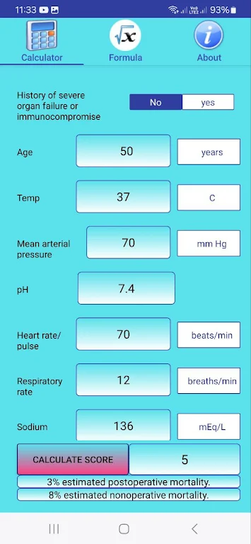 APACHE II Score Screenshot3