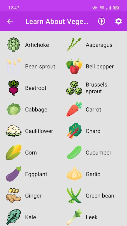 Vegetable Recognition Game Screenshot2