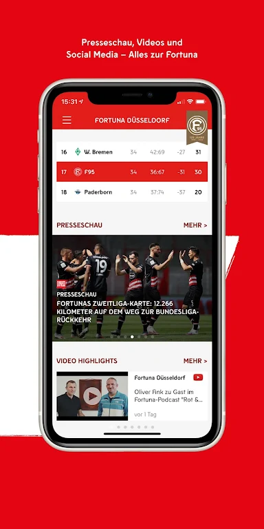 Fortuna Düsseldorf App Screenshot2