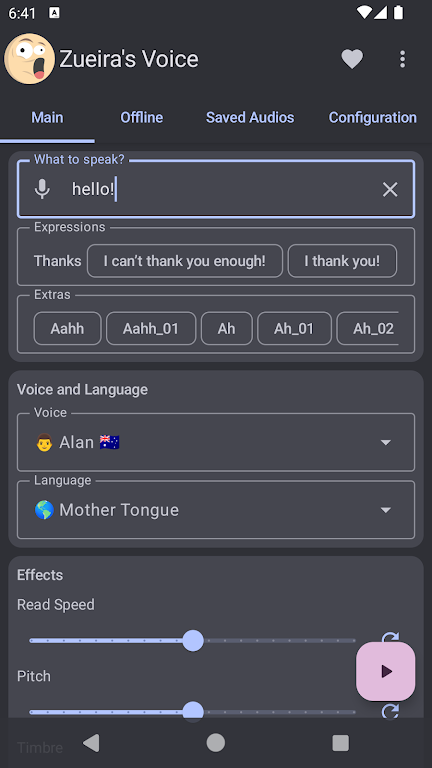 Zueira's Voice: Text to Speech Screenshot1