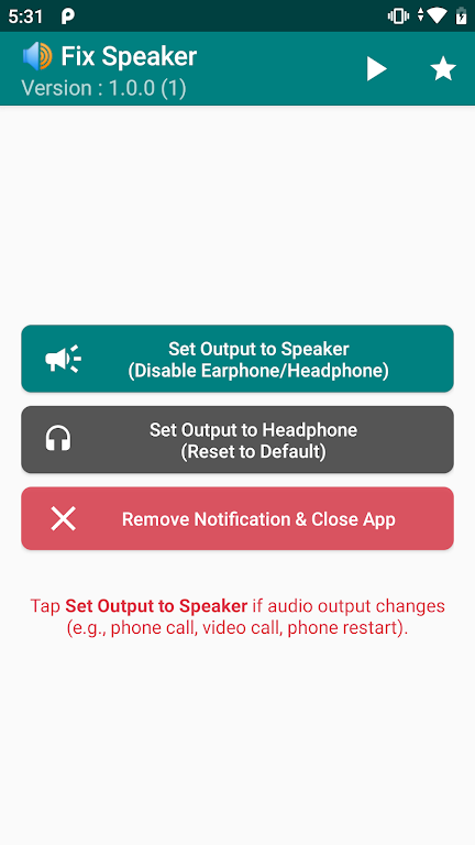 Fix Speaker - Disable Earphone Screenshot1