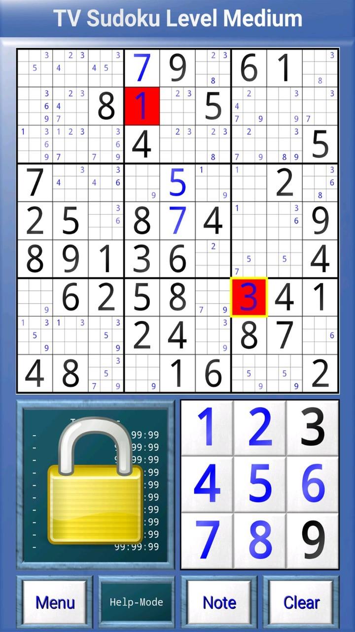 TV Sudoku: 4x4, 9x9 and 16x16 Screenshot1