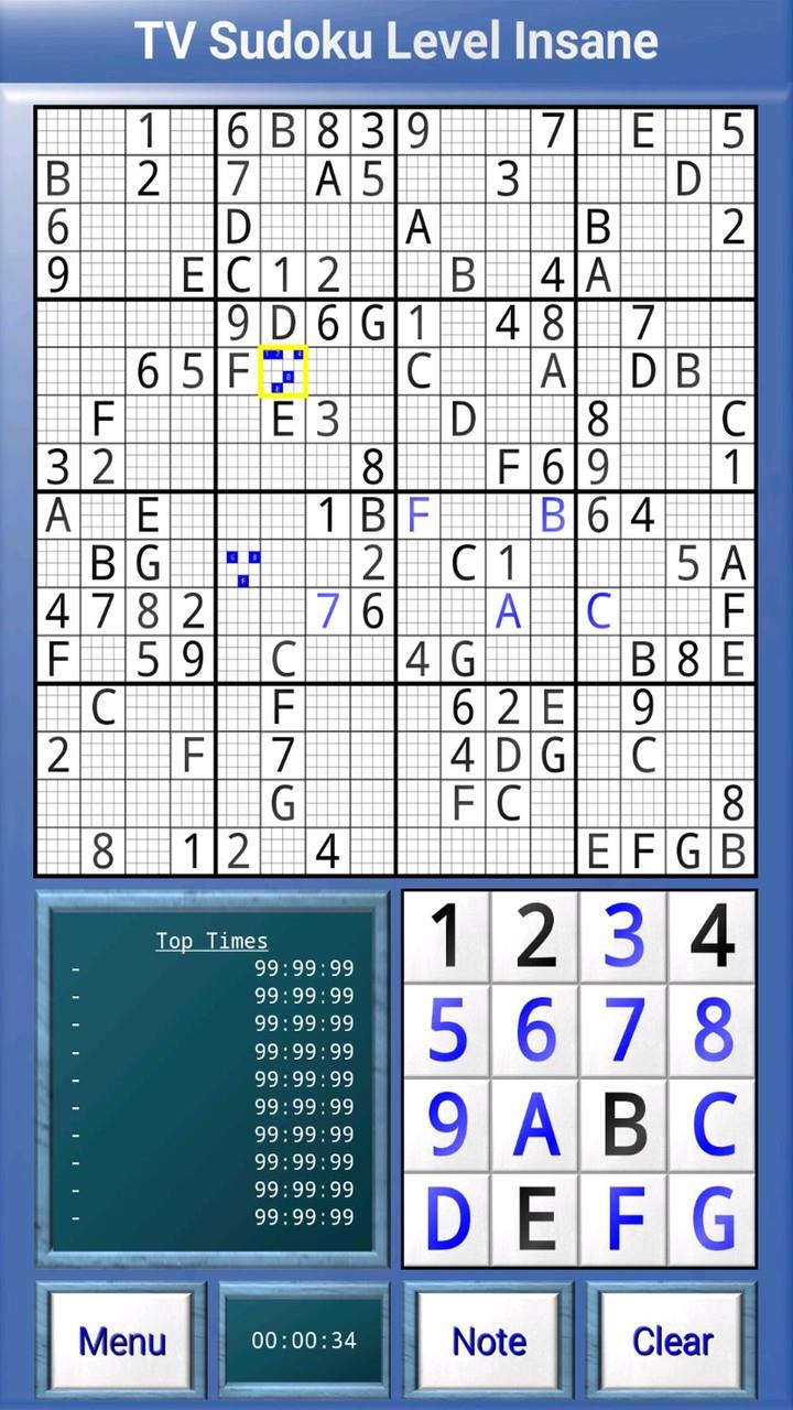 TV Sudoku: 4x4, 9x9 and 16x16 Screenshot2