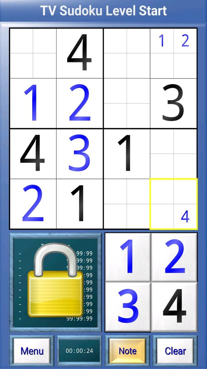 TV Sudoku: 4x4, 9x9 and 16x16 Screenshot4