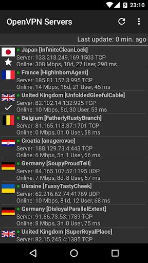 VPN Servers for OpenVPN Screenshot3