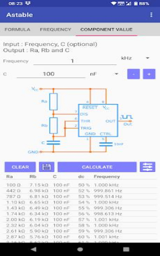 Timer IC 555 Calculator Screenshot2