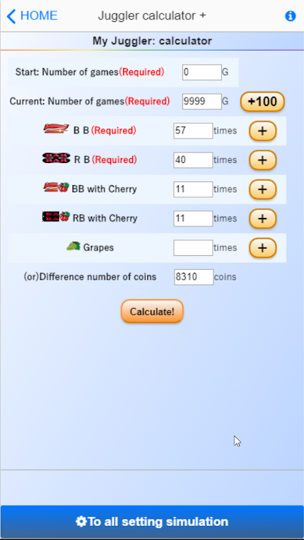 Pachislot Juggler calculator + Screenshot2