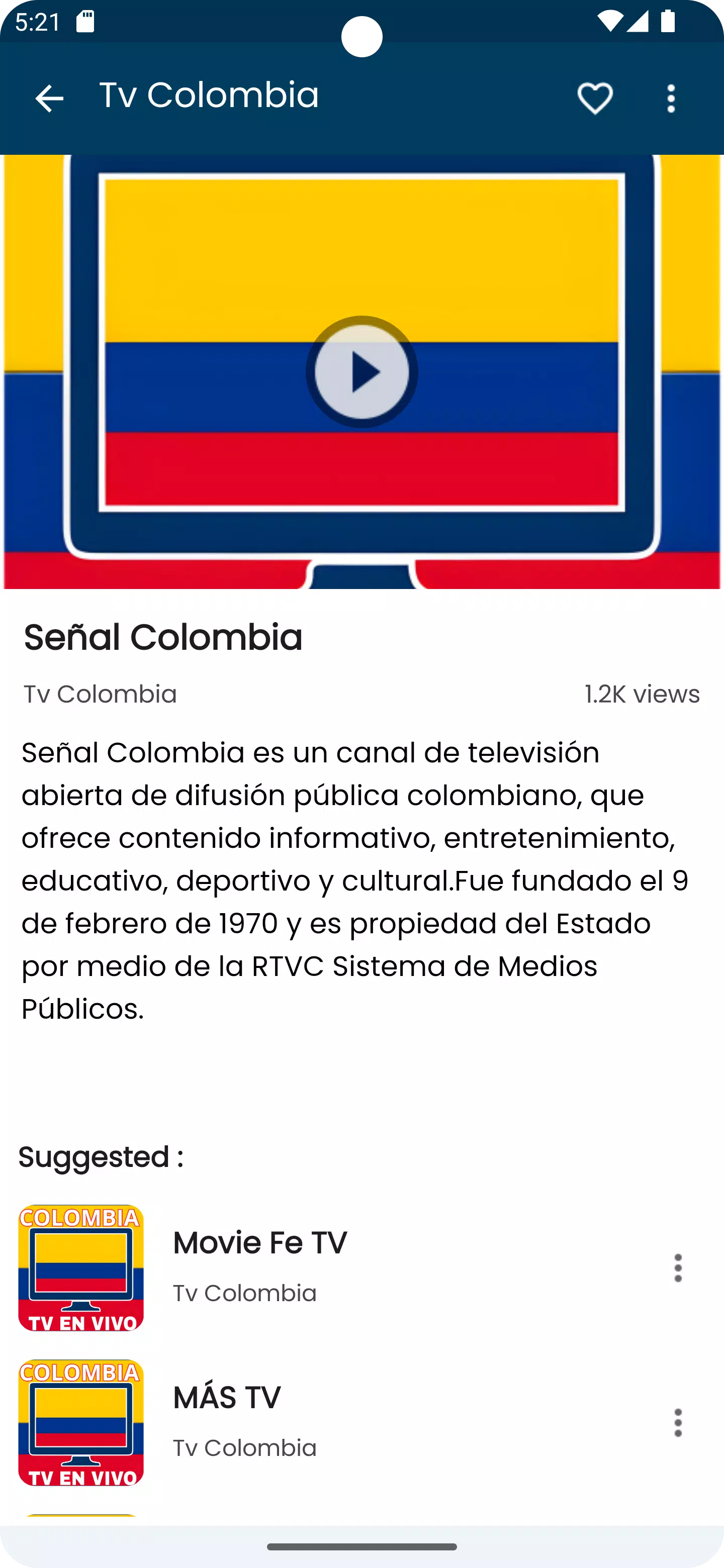 Tv Colombia en vivo Canales Screenshot1