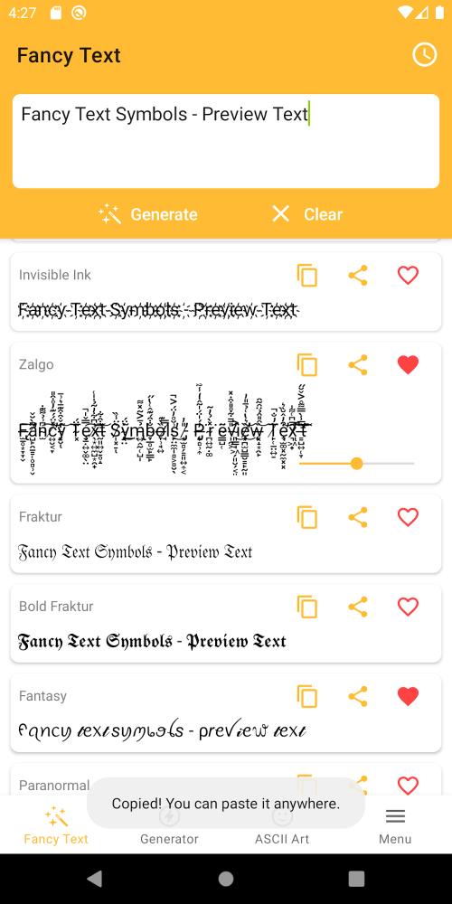 Fancy Text Symbols Screenshot1