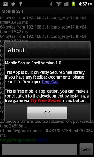 Mobile SSH (Secure Shell) Screenshot1