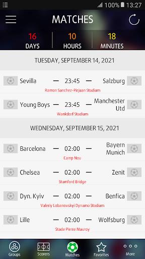 Live Scores for Champions League Screenshot1