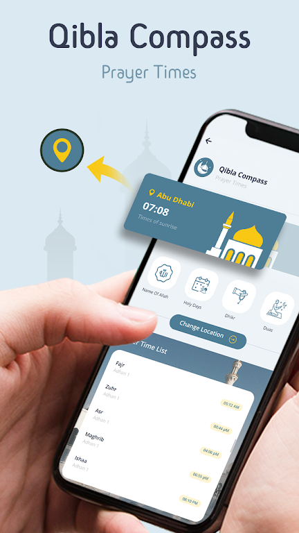 Qibla Compass & Prayer Times Screenshot1