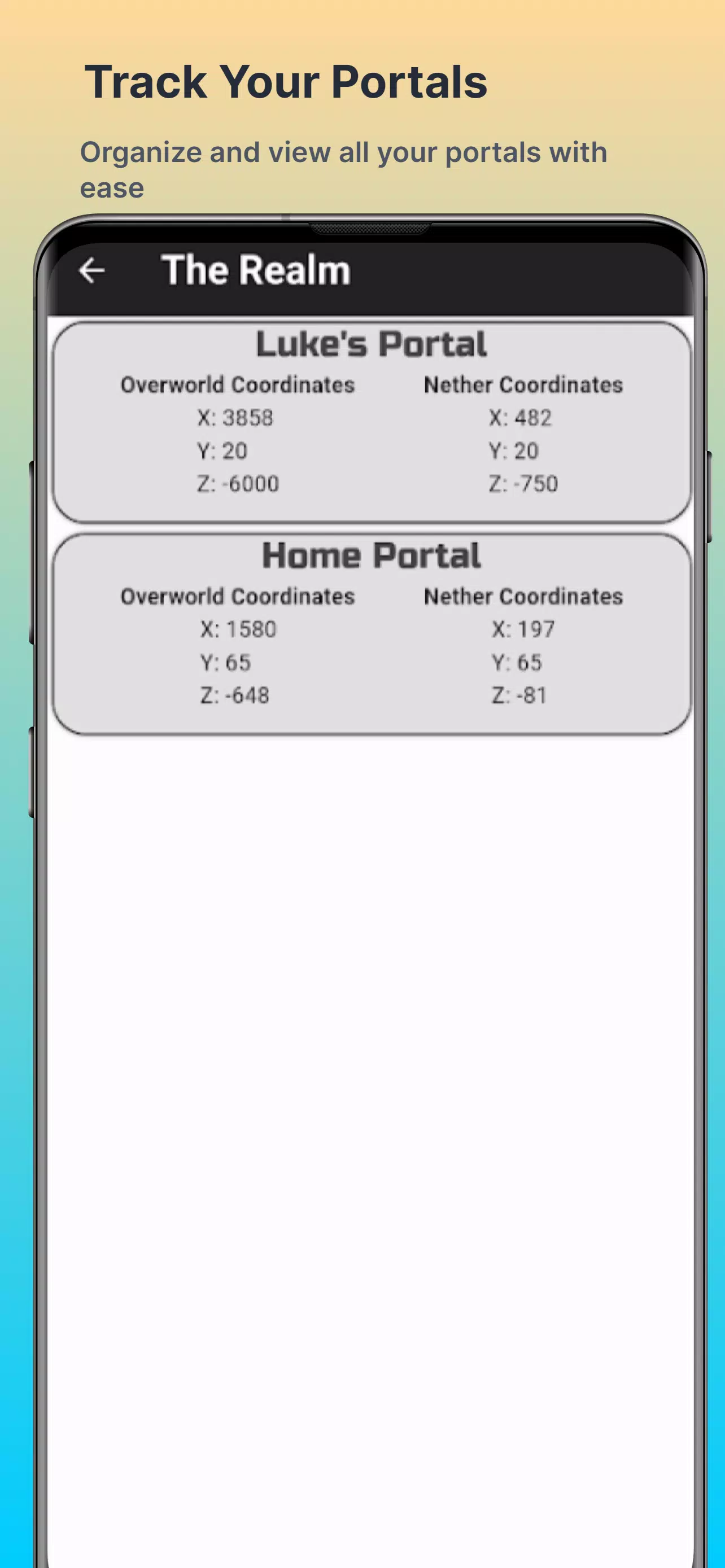 Nether Portal Calculator Screenshot1