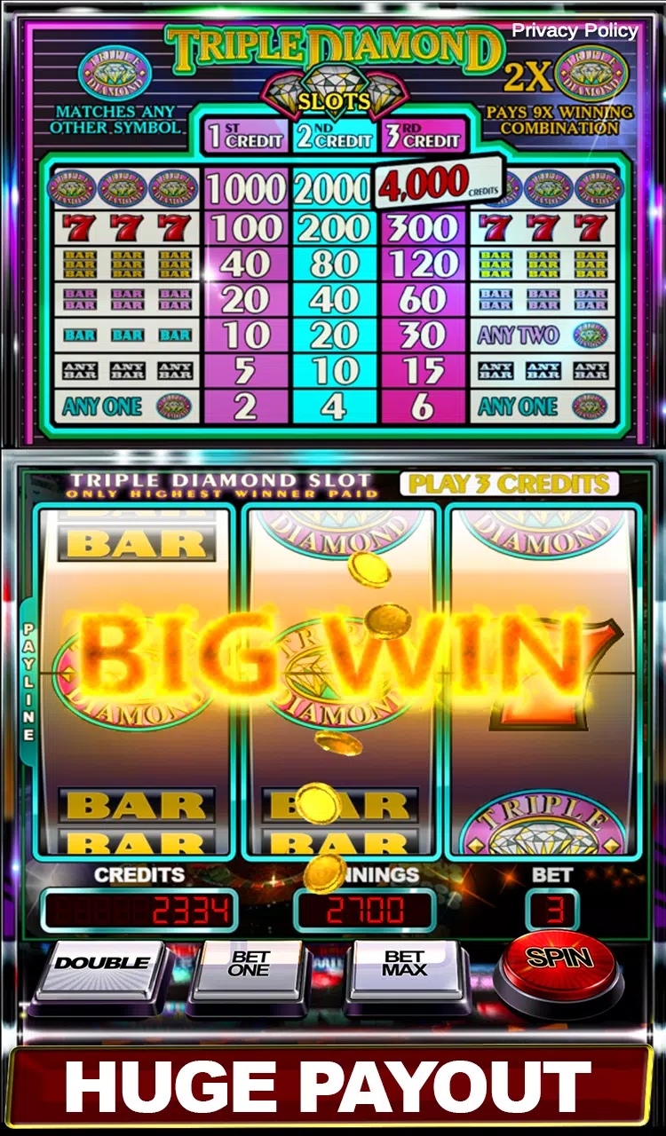 Triple Diamond Slot Machine Screenshot2