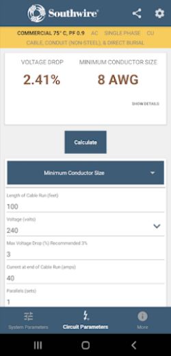 Southwire Voltage Drop Screenshot1