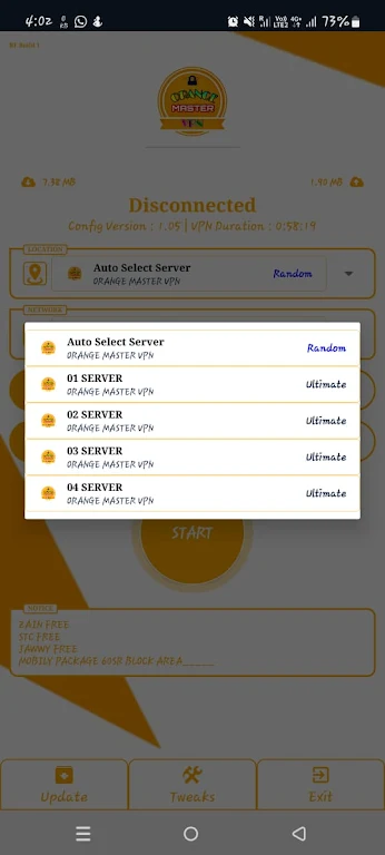 ORANGE MASTER VPN Screenshot1