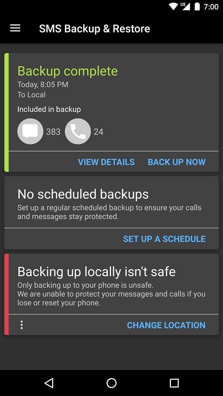 SMS Backup & Restore Pro Screenshot2