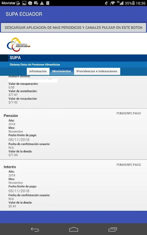 SUPA ecuador Pension alimenticia Screenshot2