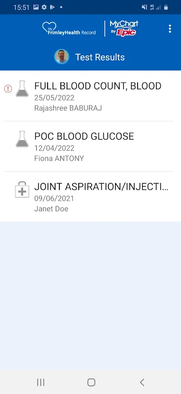 MyFrimleyHealth Record Screenshot2