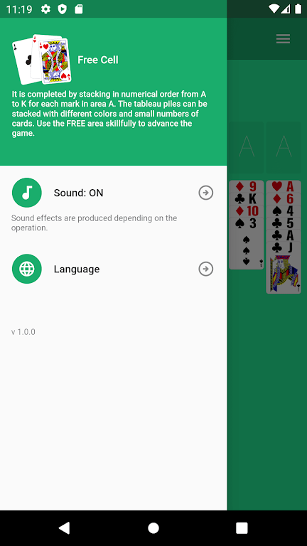 FreeCell.Cards game. Solitaire Screenshot2