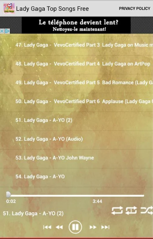 Lady Gaga Top Songs Free Screenshot3