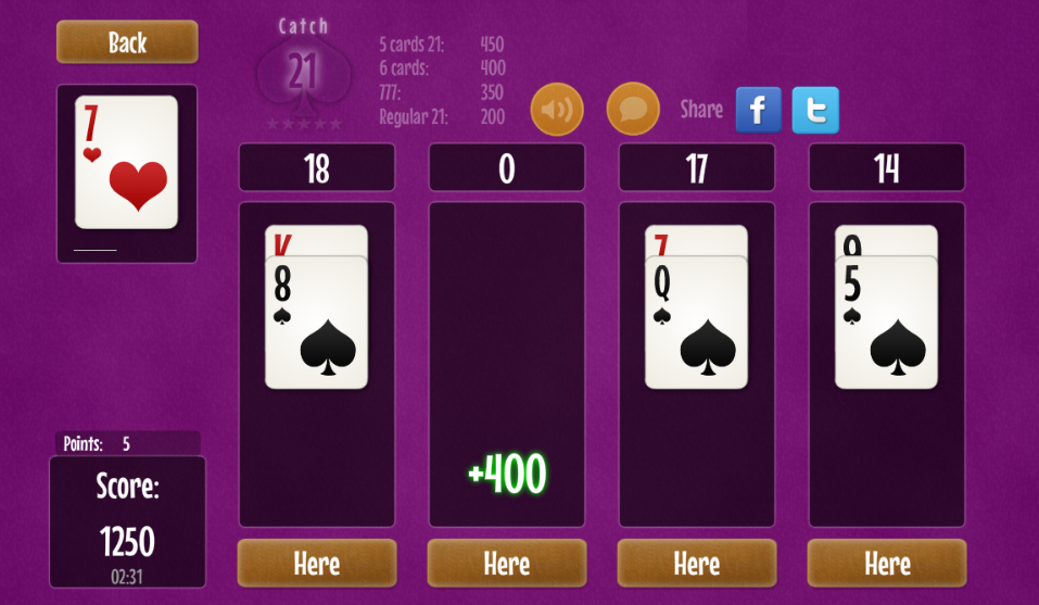 Catch 21 Blackjack Solitaire Screenshot4