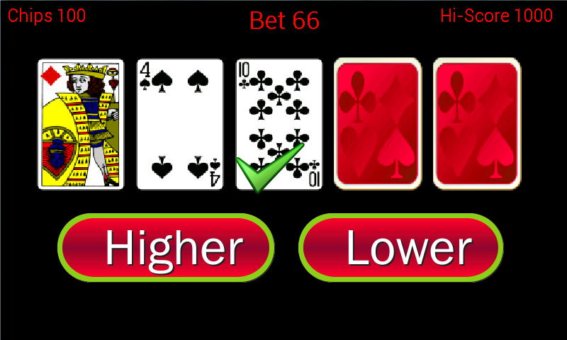 Higher or Lower card game Screenshot1