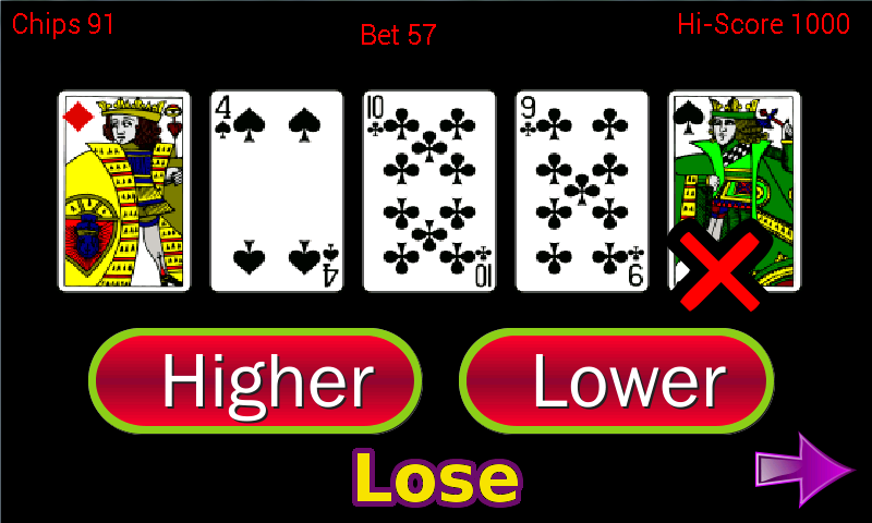 Higher or Lower card game Screenshot4