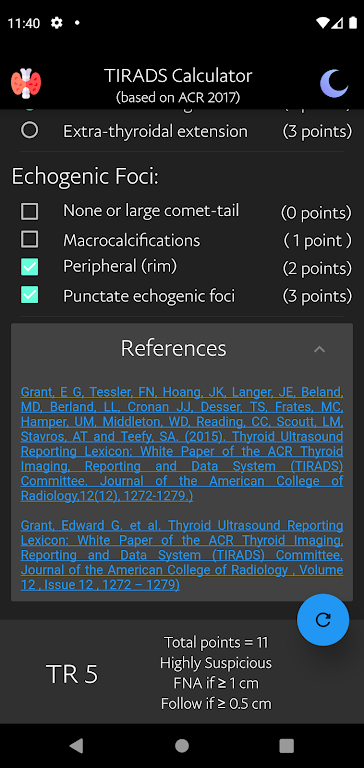 TIRADS Calculator Screenshot4