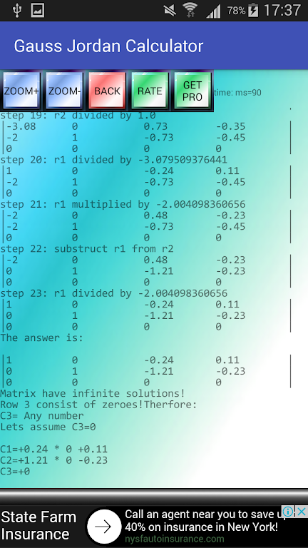 Gauss Jordan Calculator Screenshot2