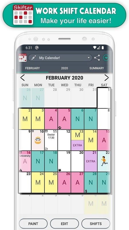 Work Shift Calendar Screenshot2