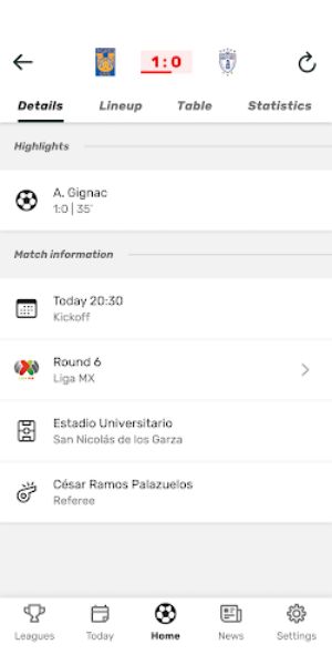 Resultados MX Soccer Results Screenshot2