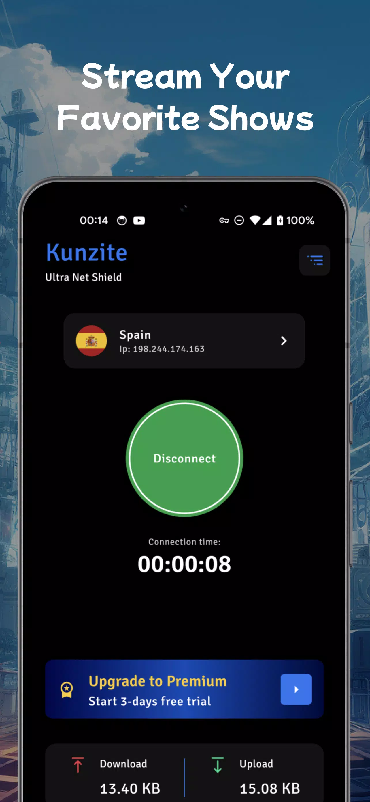 Kunzite VPN: Ultra Net Shield Screenshot1