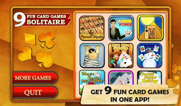 9 Fun Card Games - Solitaire, Gin Rummy, Mahjong Screenshot1