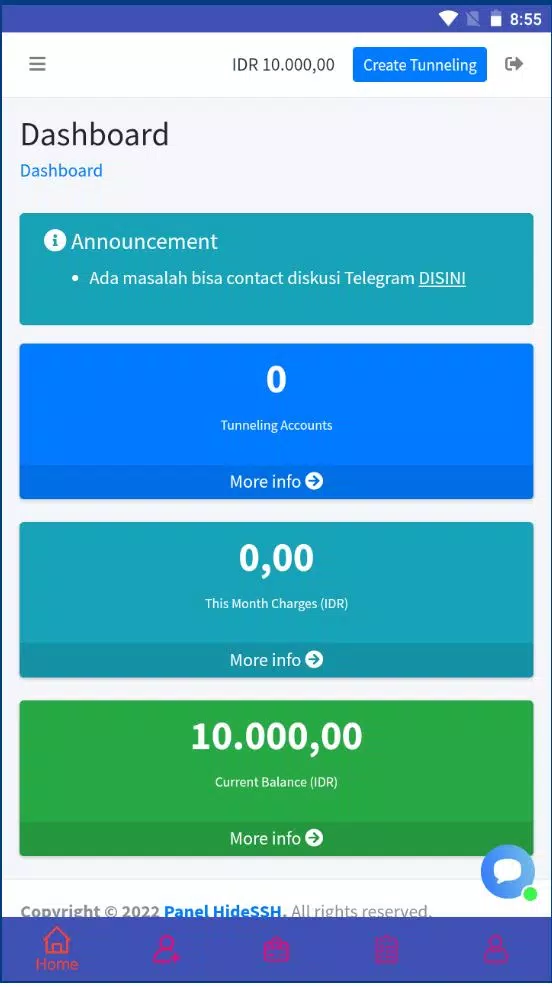 Panel HideSSH  Account SSH/VPN Screenshot3