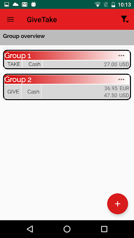 GiveTake - Tracker for your debts and costs Screenshot1