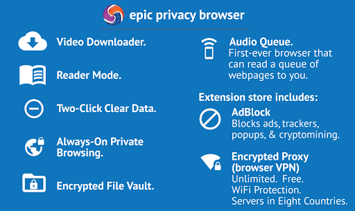 Epic Privacy Browser with AdBlock, Vault, Free VPN Screenshot2